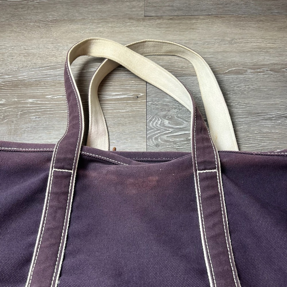 Lands End Canvas Tote Bag Unisex Large Purple Rosera Embroidered Boat and Tote - Picture 5 of 13